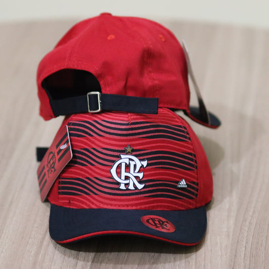 Boné Flamengo Adidas Vermelho e Preto - Listras onduladas