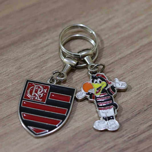 Kit de Chaveiros Flamengo Escudo e Mascote Urubu